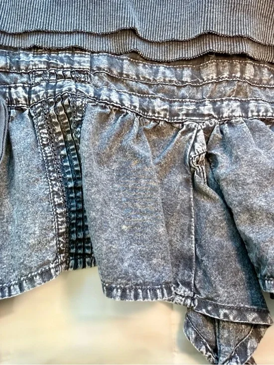 Free People When Worlds Meet Hoodie Large Gray Black Distressed Zip Sweatshirt - Picture 7 of 15